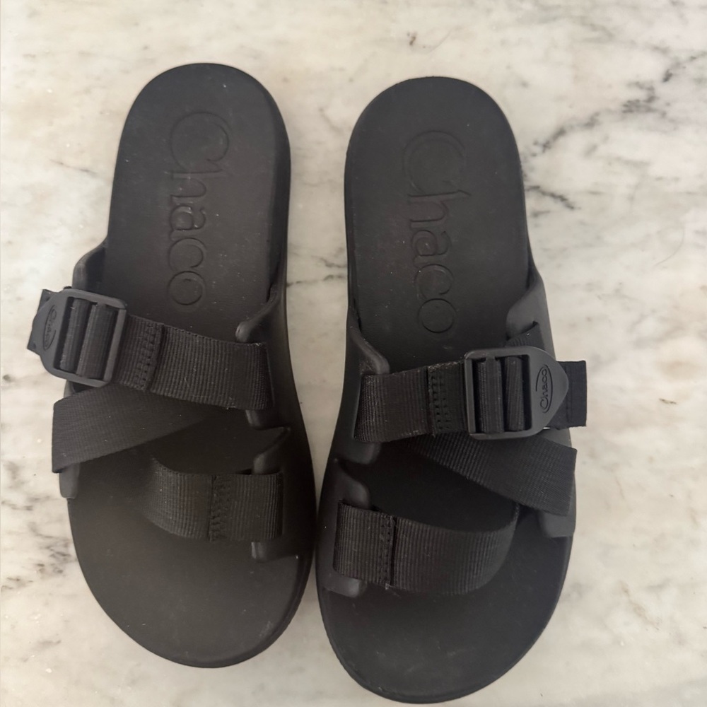 Chaco Black Double-Strap Slide Sandals